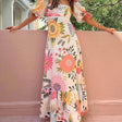 Ivy | Holiday Square Neck Floral Print Maxi Dress