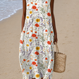Delilah - Women's Sleeveless Printed Beach Midi Dress Loose