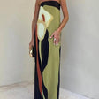Joan | Coastal Chic Strapless Printed Maxi Party Dress