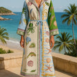 Sandra | Belted Printed Twill Midi Shirt Dress