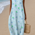 Hailey - Women's Sleeveless Printed Beach Midi Dress Loose