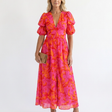 Willow | V-Neck Floral Midi Dress with Puff Sleeves