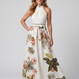 Meadow | Flowing Halter Maxi Dress with Botanical Print