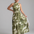Olivia™ Gathered Waist Abstract Print Midi Dress