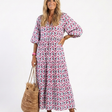 Mireya | Tiered Midi Dress with Geometric Print and Long Sleeves