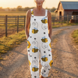 Maris | Bee & Floral Print Wide-Leg Jumpsuit in White