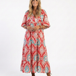Zaria | Paisley Print V-Neck Short Sleeve Midi Dress