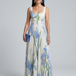Ophelia | Floral Print Midi Dress with Sleeveless Square Neck