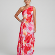 Taya™ One Shoulder Pleated Bodice Midi Dress