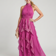 Orea | Maxi Dress with High Neck and Gathered Ruffle Layers