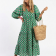 Fiora | V-Neck Tiered Midi Dress with Floral Print