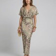 Coralie | V-Neck Midi Dress with Abstract Print and Wrap Waist