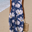 Alice - Women's Sleeveless Printed Beach Midi Dress Loose
