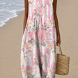 Aria - Women's Sleeveless Printed Beach Midi Dress Loose