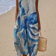 Caroline - Women's Sleeveless Printed Beach Midi Dress Loose