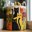 Artisan Cat-Themed Laundry Basket