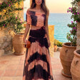 Dress with Orange and Brown Print