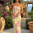 Strapless Floral Watercolour Long Dress