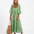 Apolline | Three-Quarter Sleeve V-Neck Patterned Midi Dress