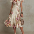 Margaret | Vintage Floral Satin Midi Dress