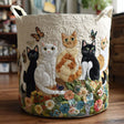 Handcrafted Laundry Basket - Garden Cat Design