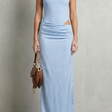 Kelsey – Sleek contour – Women’s High Neck Ruched Slit Maxi Dress