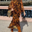 Ashley | Beach Glam Brown Long Printed Dress