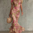 Mae | Vintage Rose Print Puff Sleeve Maxi Dress