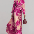 Julia | Rose Floral V-Neck Belted Maxi Dress