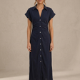 Button-Down Denim Midi Dress