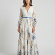 Lavinia | Floral Maxi Dress with Long Sleeves and V-Neck