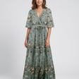 Evadne | Short Sleeve Floral V-Neck Maxi Dress