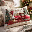Quilted Cushion Cover with Steam Locomotive Design - Perfect for Celebrations