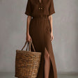 Serena | Elegant Long Linen-Cotton Dress
