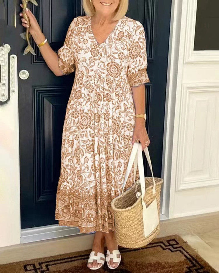 Rocío | Chic Floral Maxi Dress with V-Neck Design