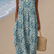 Catherine - Women's Sleeveless Printed Beach Midi Dress Loose