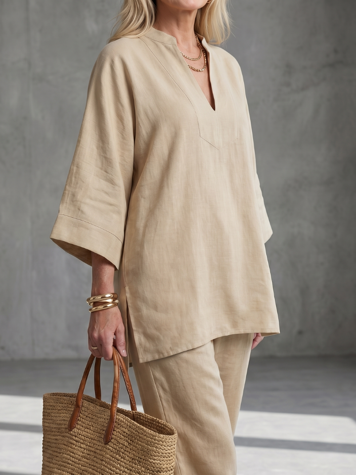 Brielle | V-Neck Short Sleeve Tiered Midi Dress