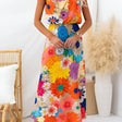 Summer | Sleeveless Tie Neck Waisted Floral Print Maxi Dress