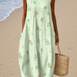 Genevieve - Women's Sleeveless Printed Beach Midi Dress Loose
