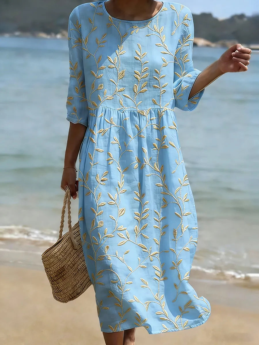 Vintage Floral Embroidered Dress