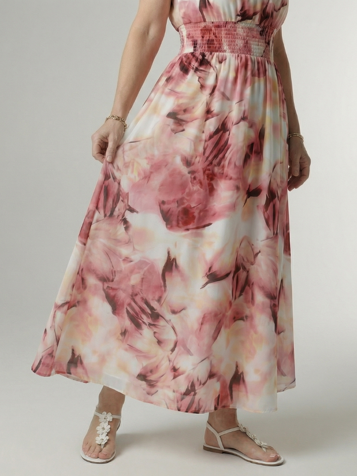 Brielle | V-Neck Short Sleeve Tiered Midi Dress
