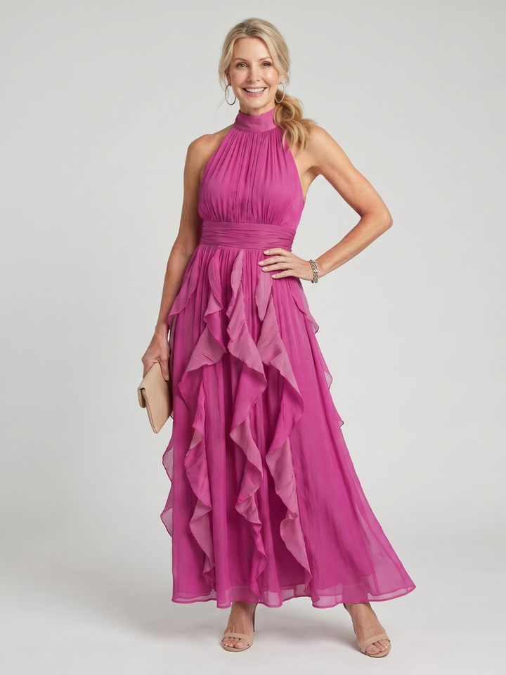 Brielle | V-Neck Short Sleeve Tiered Midi Dress