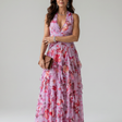 Nori | Floral Maxi Dress with Halter Neck and Ruched Bodice