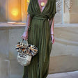 Elena | Kimono Draped Braids Cover Up Slit Maxi Dress