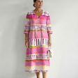 Calla | Easy Flow Patterned Stripe Midi Dress