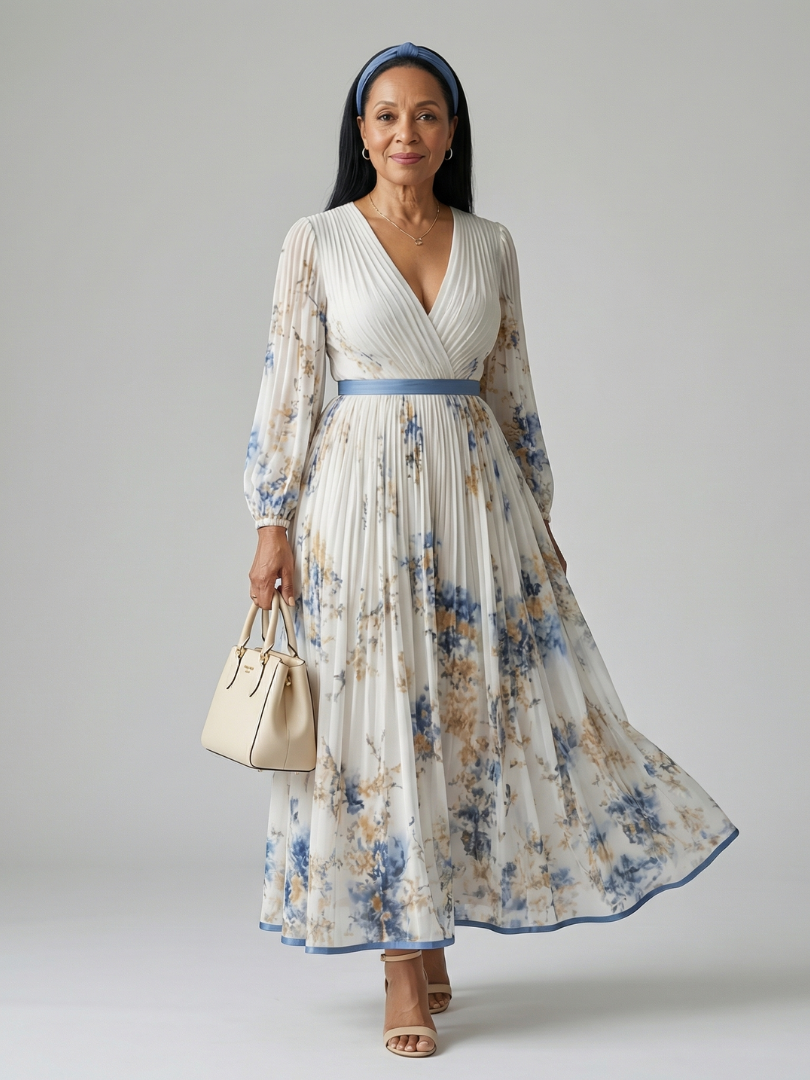 Rielle | Midi Dress with Pleated Wrap Design