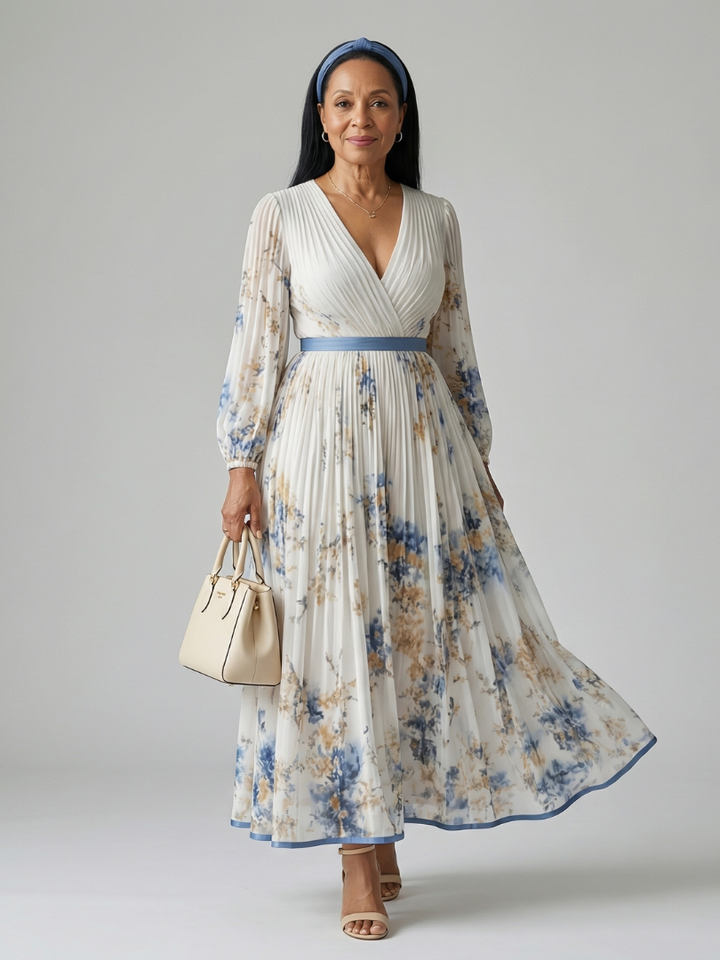 Rielle | Midi Dress with Pleated Wrap Design