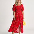 Delphine | Floral Midi Dress with Square Neck Design