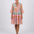 Maelle | Geometric Print V Neck Tiered Knee Length Dress