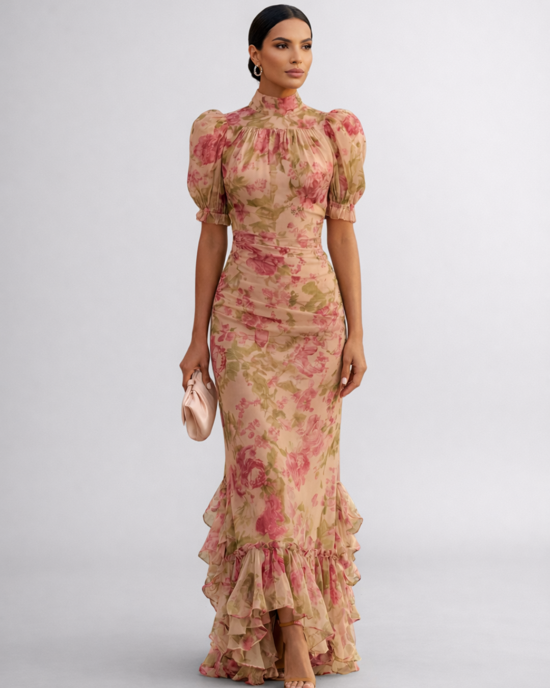 Rosario | Elegant Floral Chiffon Maxi Dress
